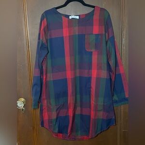 Plaid Long Sleeve Tunic Top
